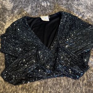 Style Rack Glittering Black Sequin Blouse